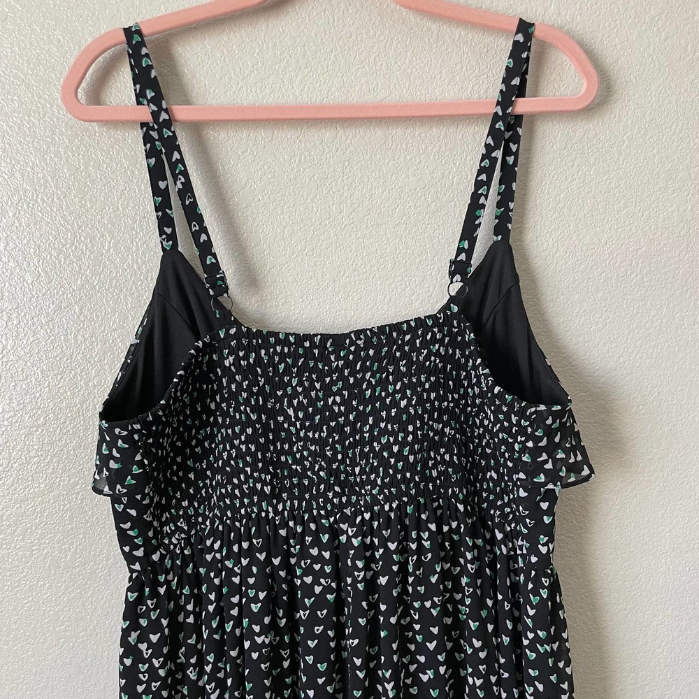 Torrid Mini Dress Size 1X Black White Ditsy Heart Chiffon Ruffle Sleeveless NEW - Picture 9 of 14